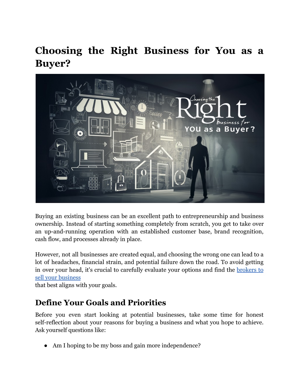 choosing the right business for you as a buyer l.w