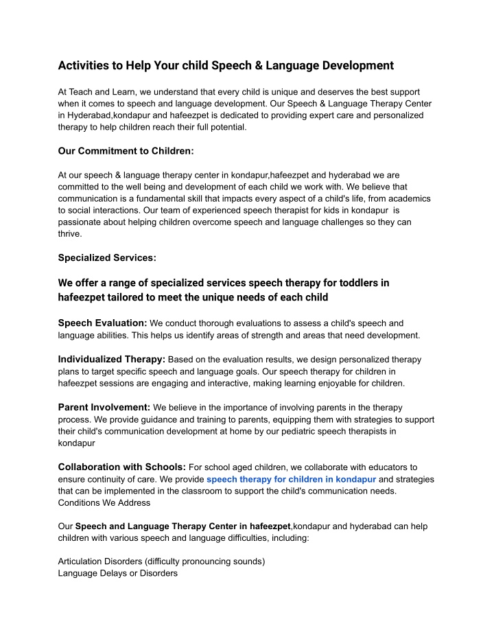 activities to help your child speech language n.w