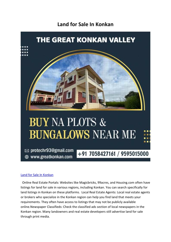 land for sale in konkan n.w