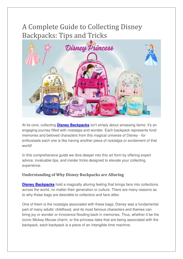 a complete guide to collecting disney backpacks n.w