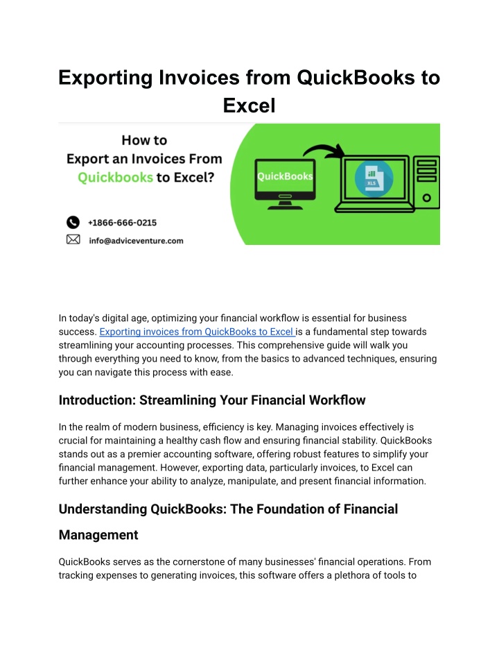 exporting invoices from quickbooks to excel n.w