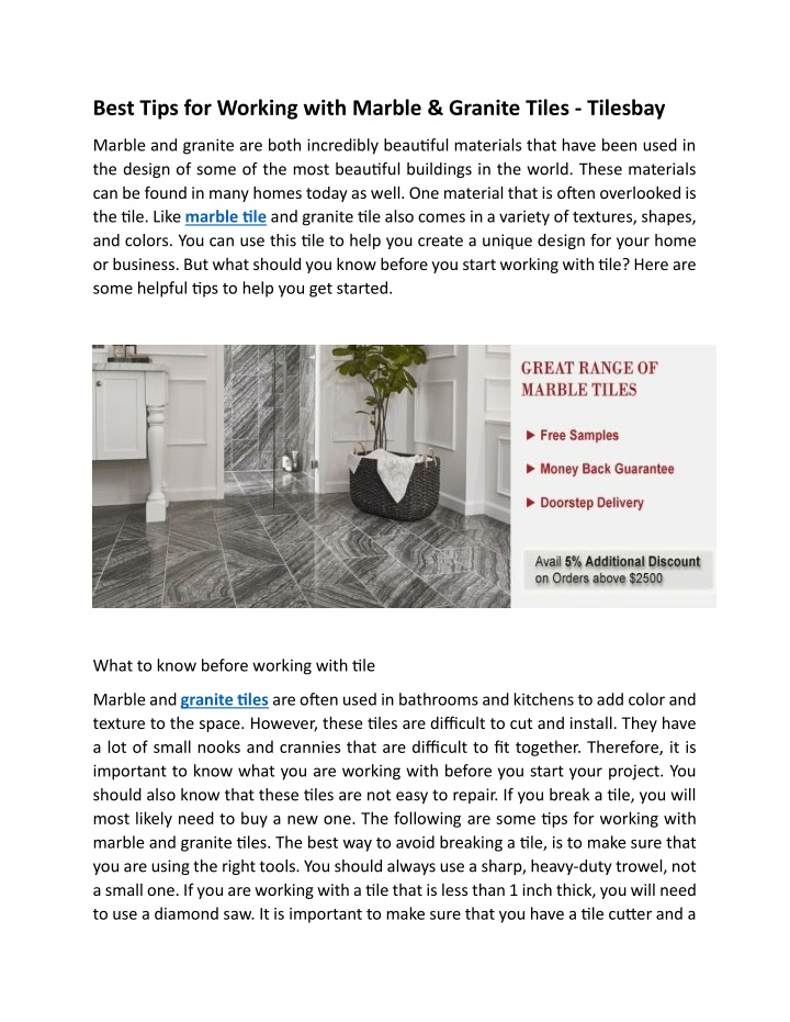 best tips for working with marble granite tiles n.w