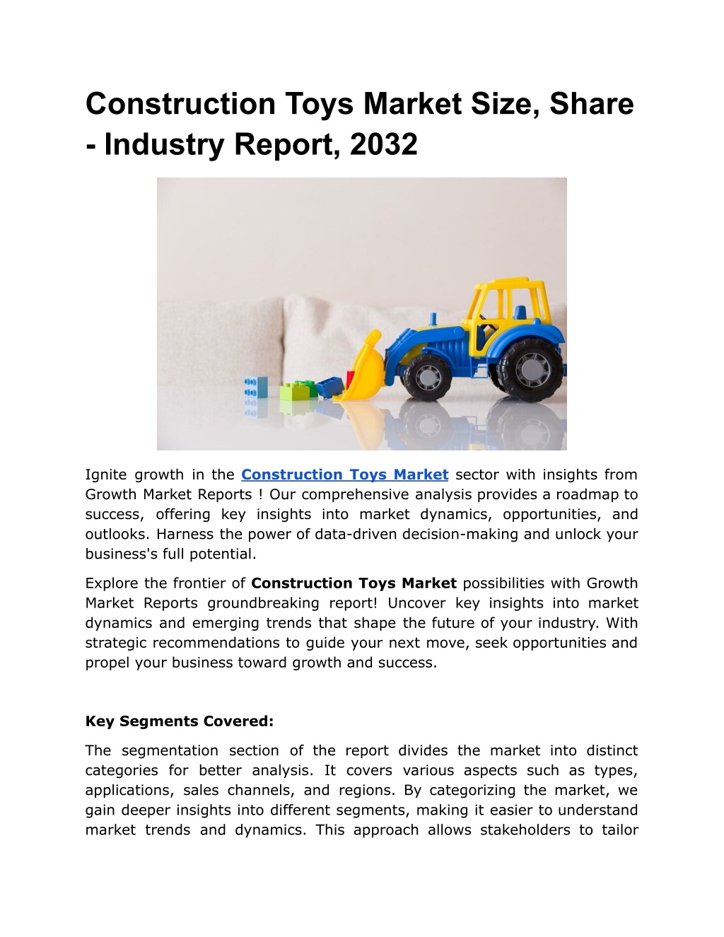 construction toys market size share industry l.w