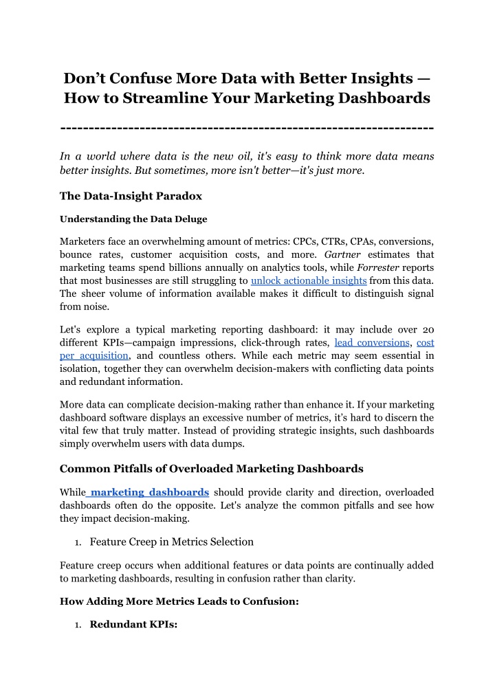 don t confuse more data with better insights n.w