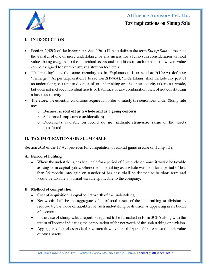 affluence advisory pvt ltd n.w