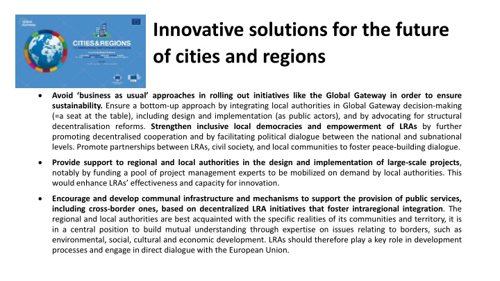 Innovative solutions for the future of cities and regions.