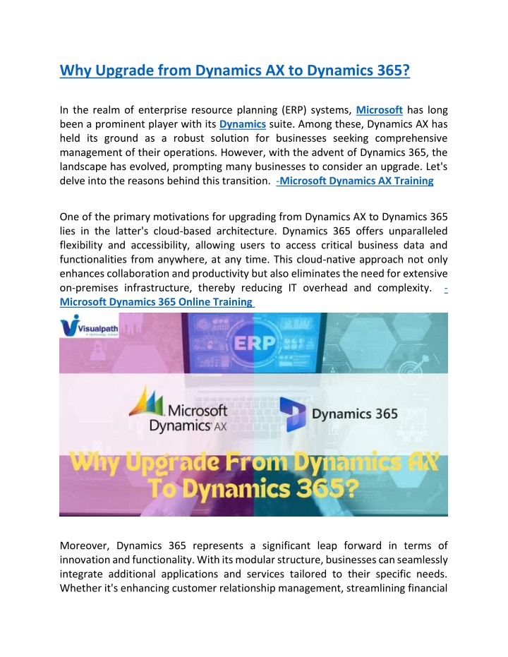 why upgrade from dynamics ax to dynamics 365 n.w