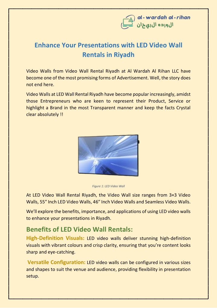enhance your presentations with led video wall n.w