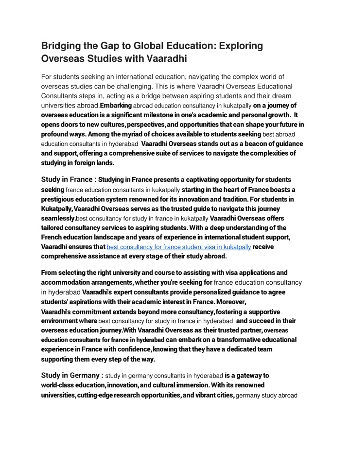 Bridging the Gap to Global Education: Exploring Overseas Studies with Vaaradhi