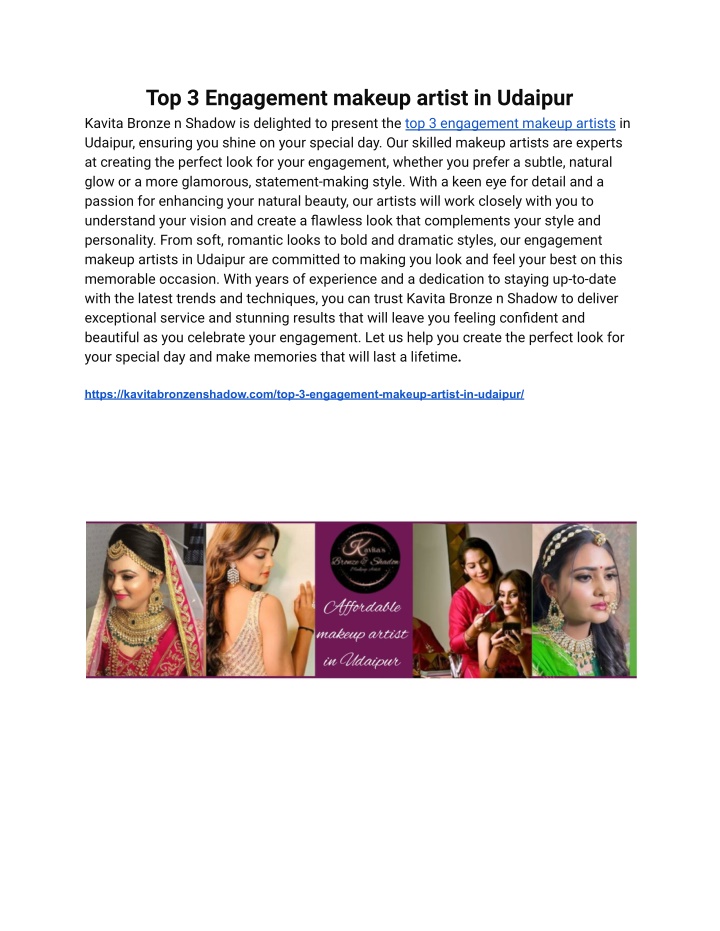 top 3 engagement makeup artist in udaipur kavita n.w