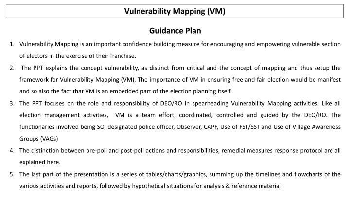 Vulnerability Mapping (VM).Guidance Plan
