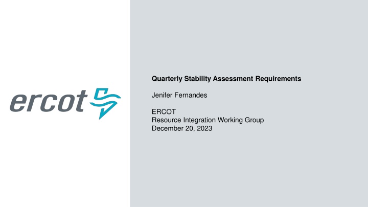 Quarterly Stability Assessment Requirements and Planning Guide
