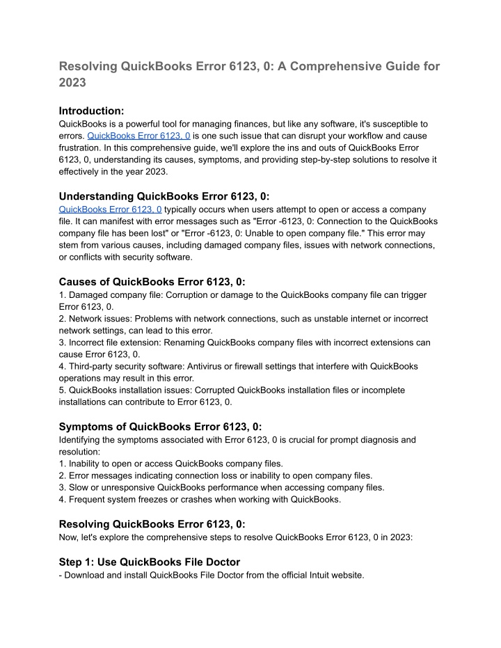resolving quickbooks error 6123 0 a comprehensive n.w