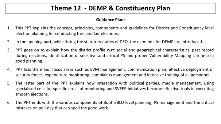 Comprehensive Guide to District and Constituency Election Planning
