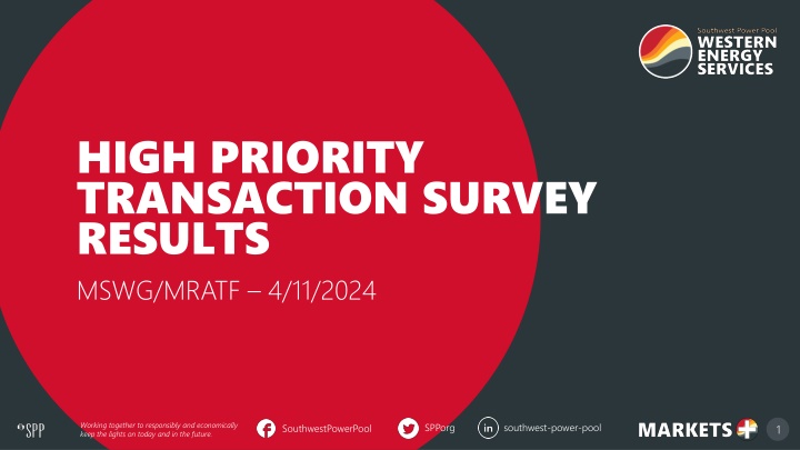 High Priority Transaction Survey Results - Working Together for Sustainable Energy