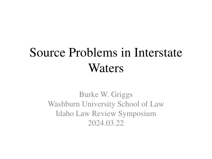 Source Problems in Interstate Waters