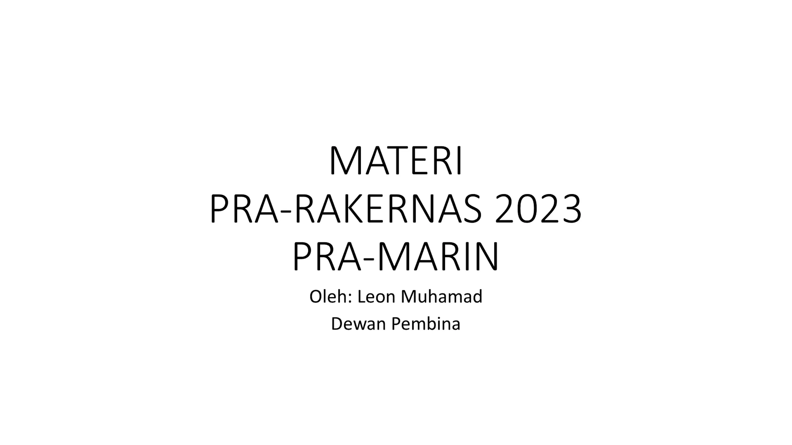 MATERI: PRA-RAKERNAS 2023 PRA-MARIN