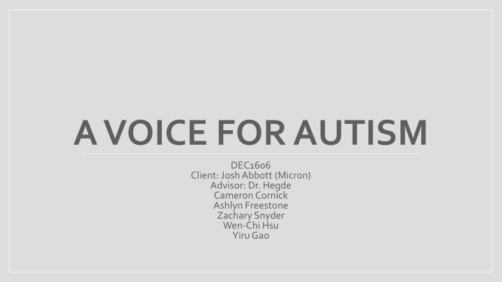 A VOICE FOR AUTISM