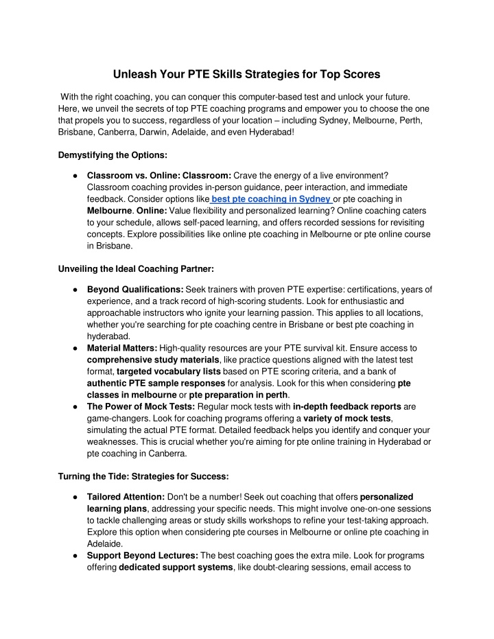 Unleash Your PTE Skills Strategies for Top Scores