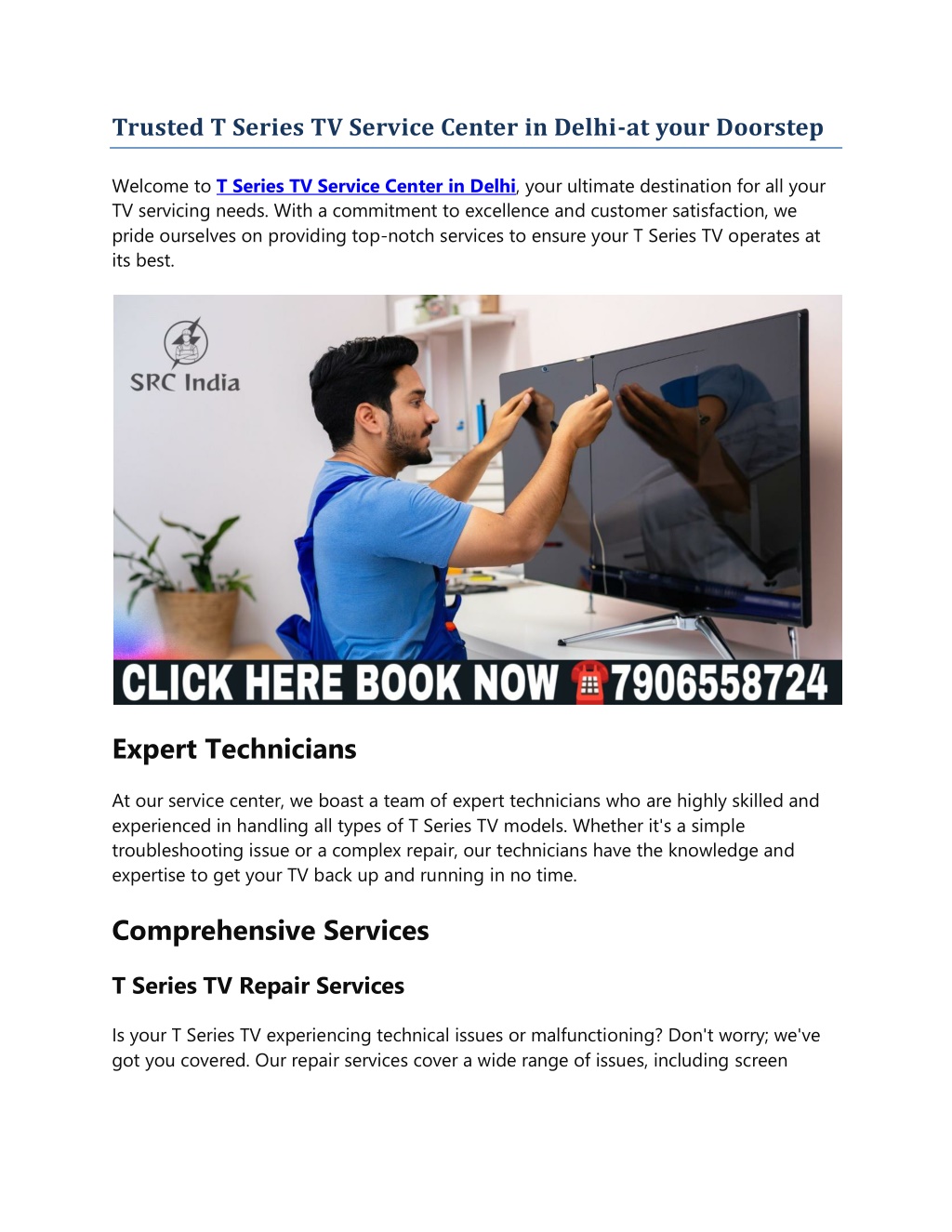 trusted t series tv service center in delhi l.w