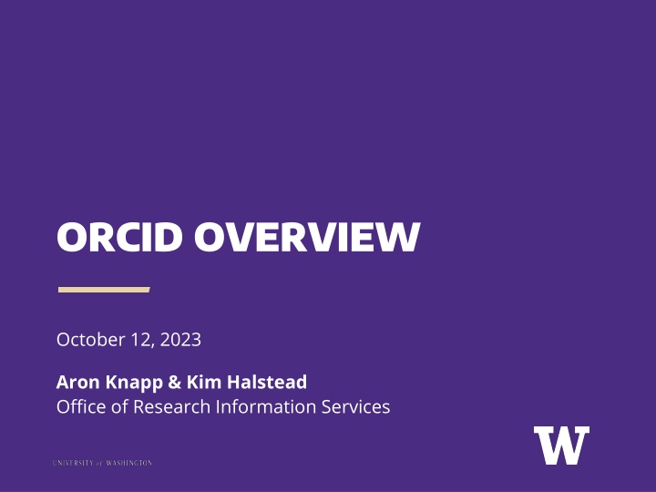 ORCID OVERVIEW