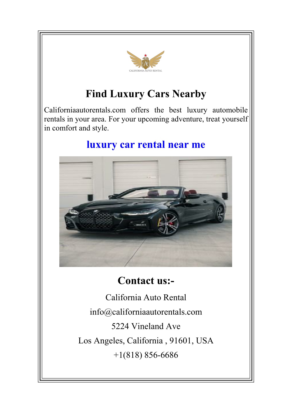 find luxury cars nearby l.w