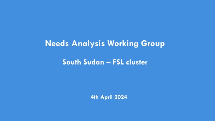 Needs Analysis Working Group for South Sudan FSL Cluster - 4th April 2024