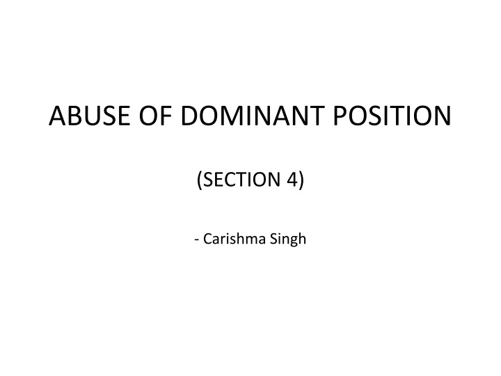 ABUSE OF DOMINANT POSITION