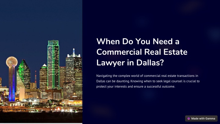 When Do You Need a Commercial Real Estate Lawyer in Dallas