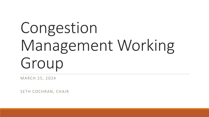 Electric Grid Congestion Management Updates
