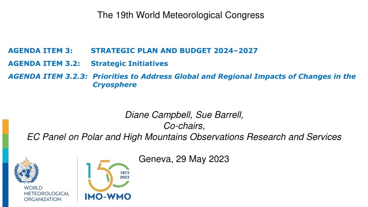 Global Impact of Cryosphere Changes: Priorities and Actions