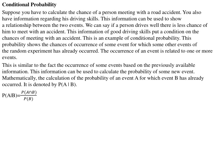 Conditional Probability and Bayes Theorem