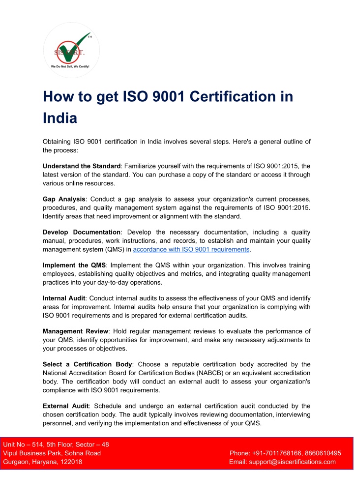 how to get iso 9001 certification in india n.w