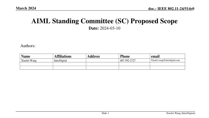 IEEE 802.11-24/514r0 AIML Standing Committee Scope Proposal