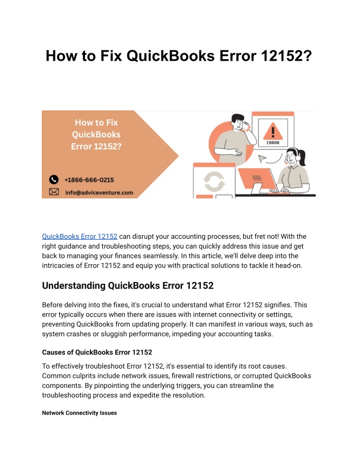 how to fix quickbooks error 12152 n.w