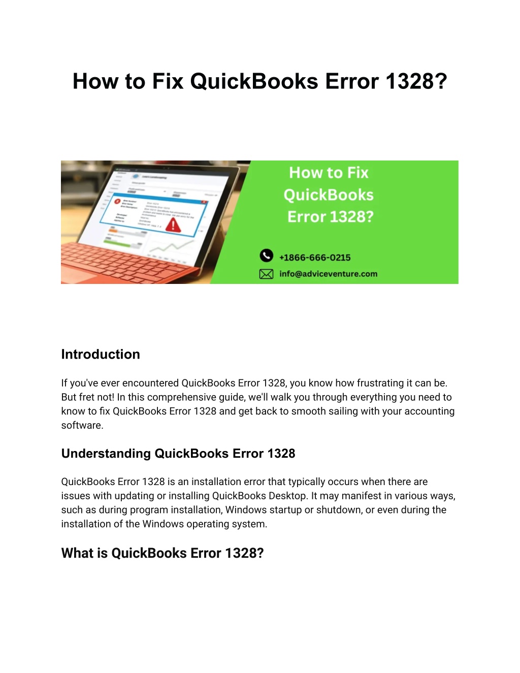 how to fix quickbooks error 1328 l.w