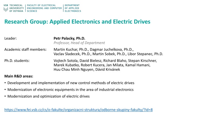 Research Group: Applied Electronics and Electric Drives