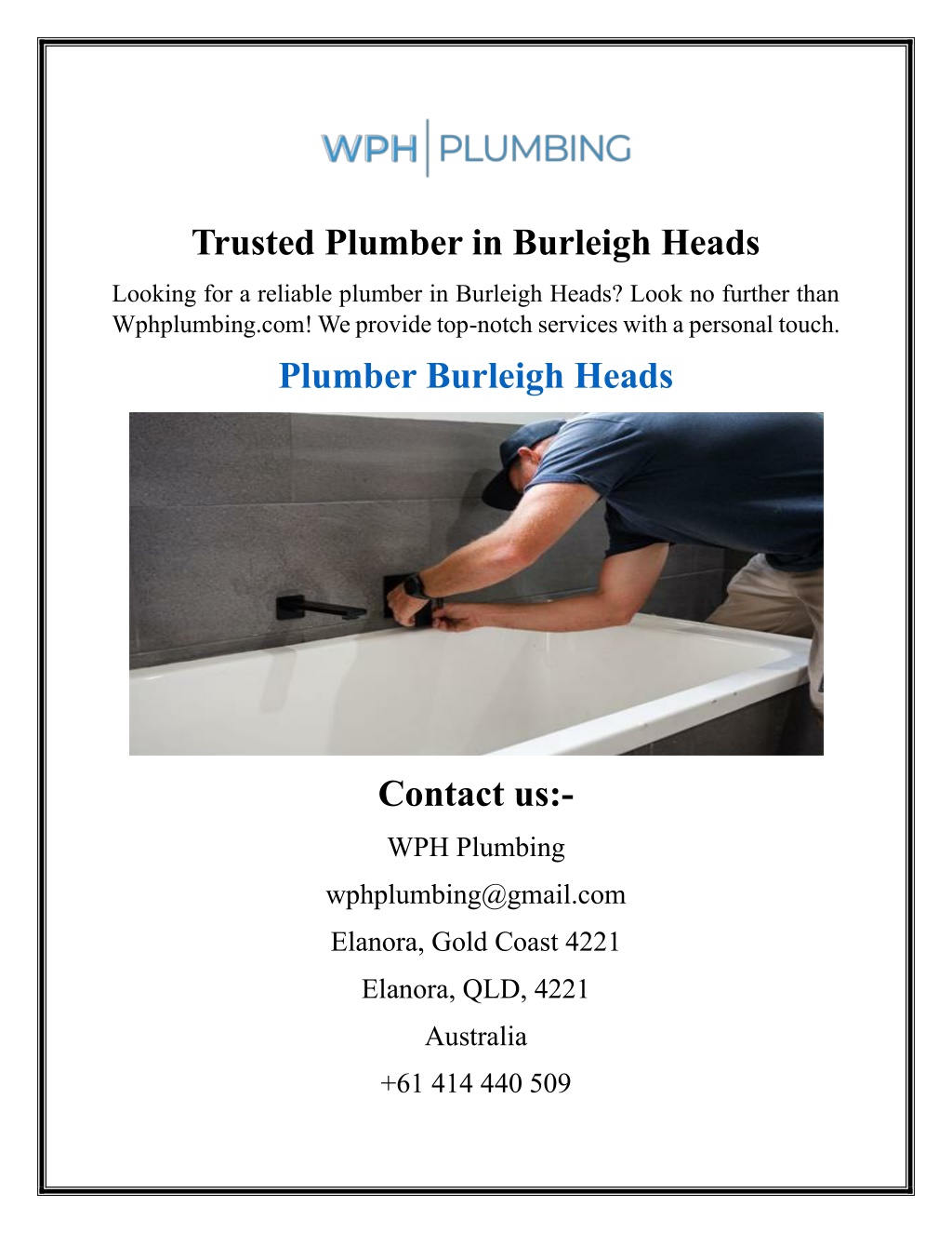 trusted plumber in burleigh heads l.w