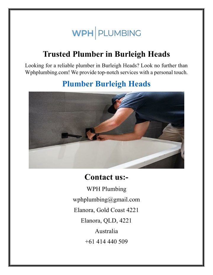 trusted plumber in burleigh heads n.w