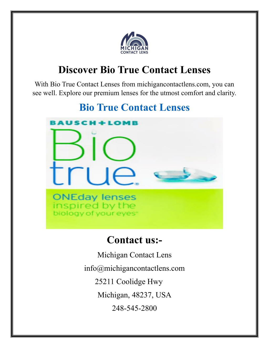 discover bio true contact lenses l.w