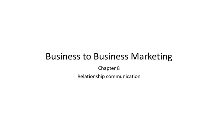 Business to Business Marketing