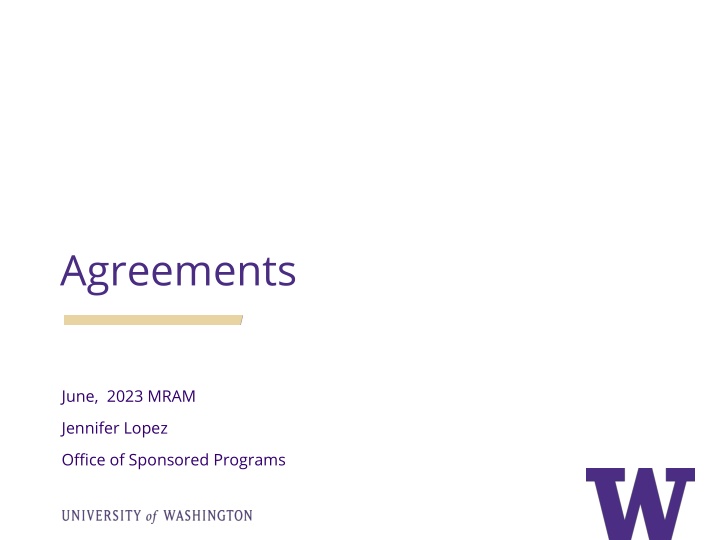 Office of Sponsored Programs - Agreements and Contracts Update