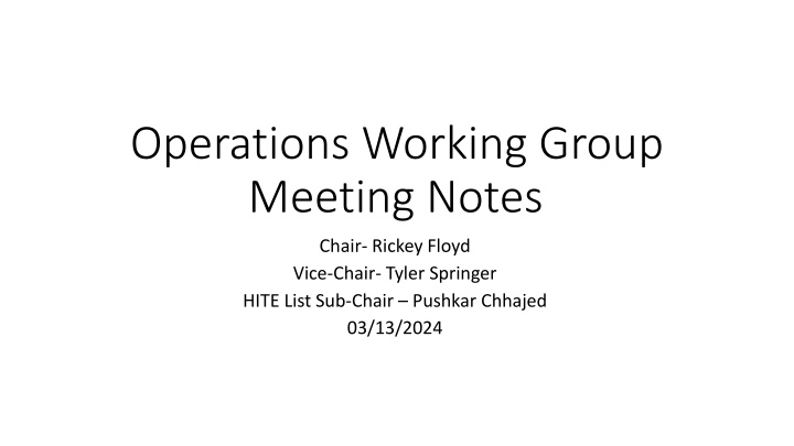 Operations Working Group