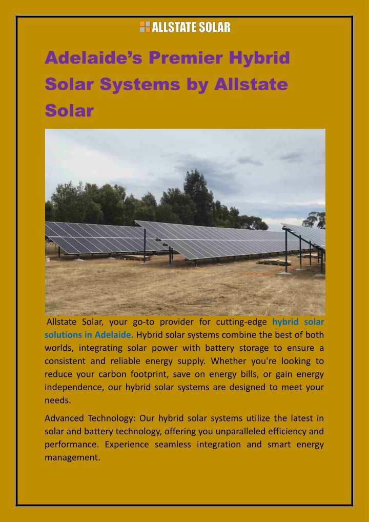 adelaide s premier hybrid solar systems n.w