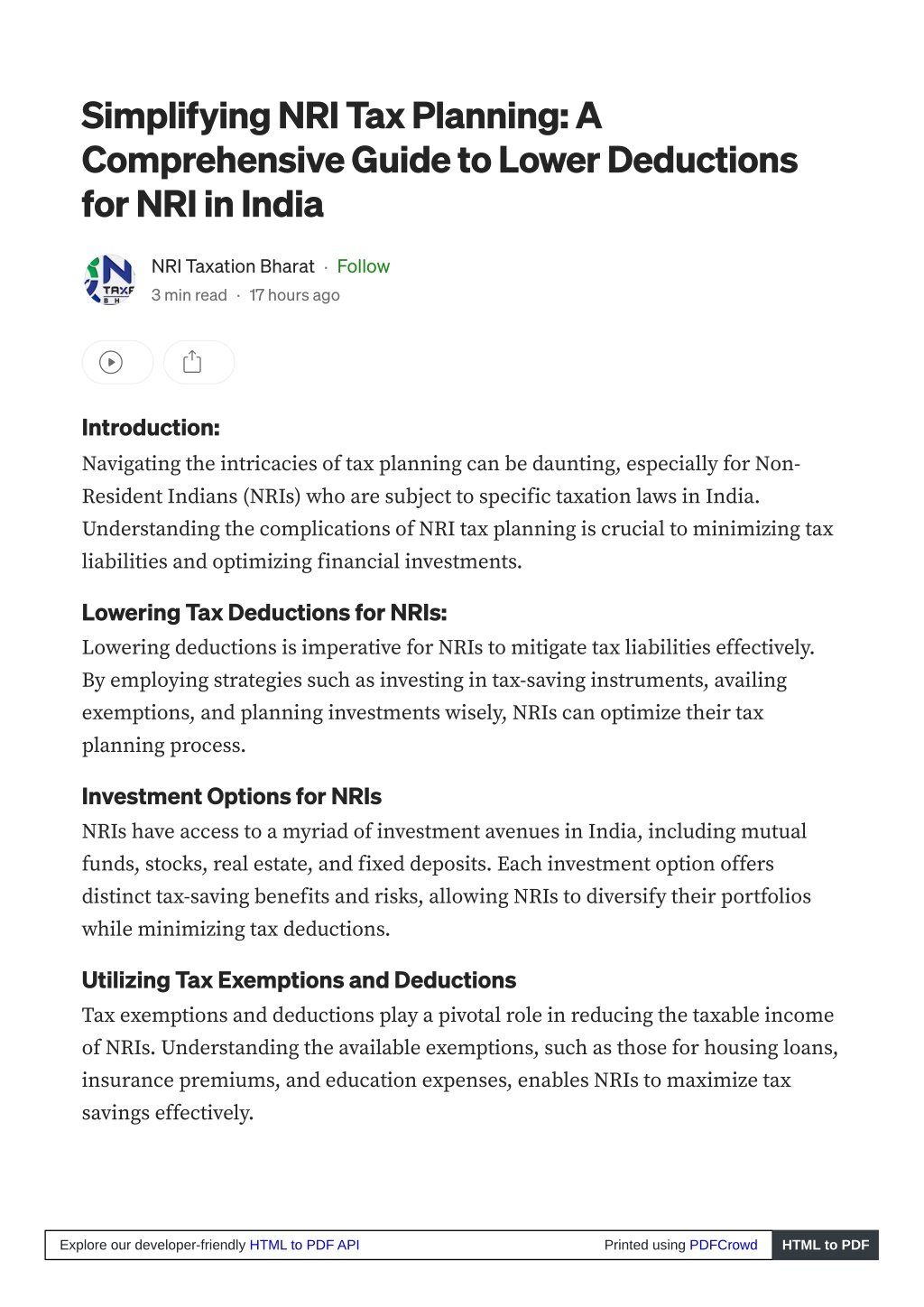 simplifying nri tax planning a comprehensive l.w