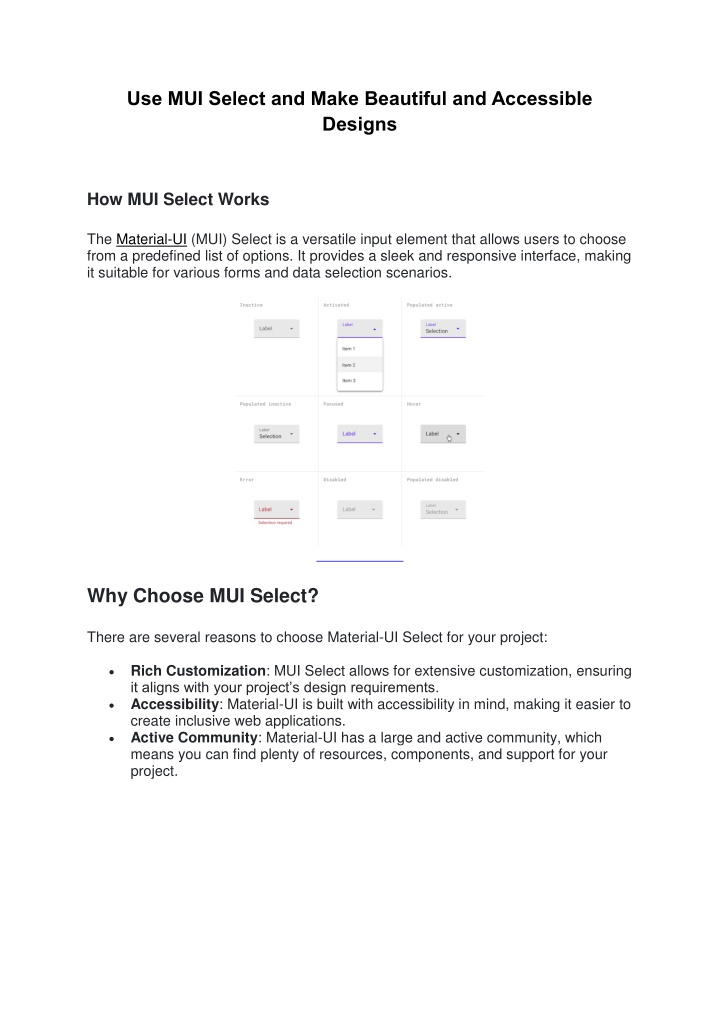 use mui select and make beautiful and accessible n.w