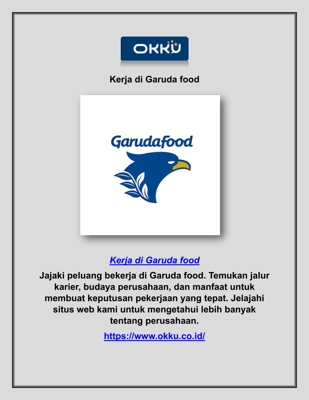 kerja di garuda food l.w