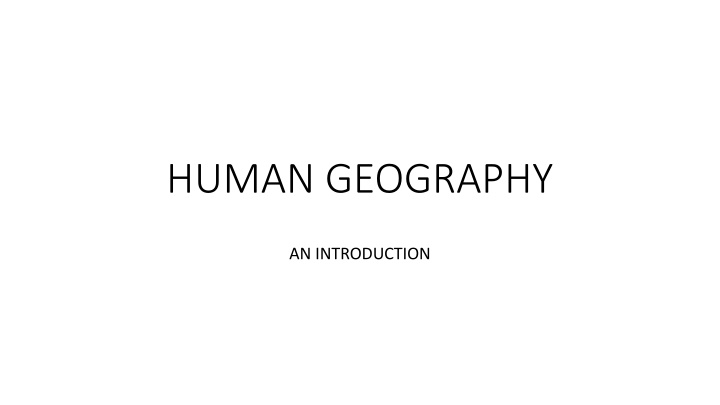 HUMAN GEOGRAPHY