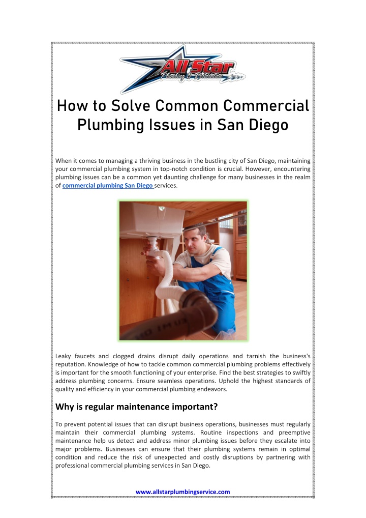 how to solve common commercial plumbing issues n.w