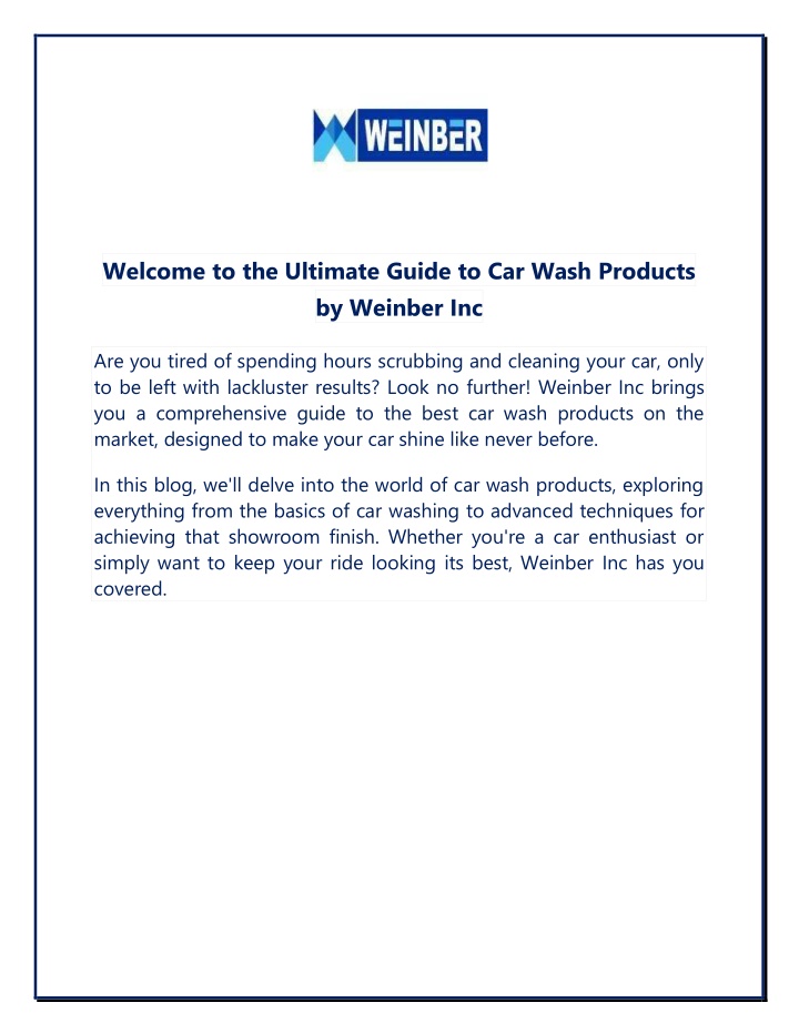 welcome to the ultimate guide to car wash n.w